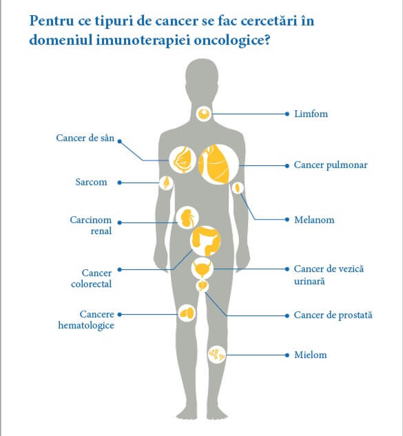 Tipuri de cancer cercetate în domeniul imunoterapiei oncologice